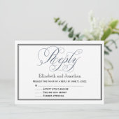 Slate Blue Script Reply UAWG Enclosure Card Einladung (Stehend Vorderseite)