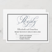 Slate Blue Script Reply UAWG Enclosure Card Einladung (Vorne/Hinten)