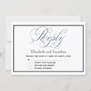 Slate Blue Script Reply UAWG Enclosure Card Einladung