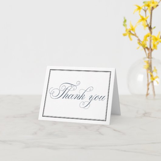 Slate Blue Script Vielen Dank Blank Card Karte (Gelbe Blume)