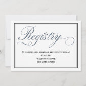 Slate Blue Script Wedding Registry Enclosure Card Einladung (Vorderseite)