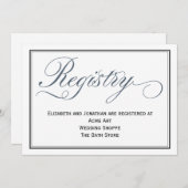 Slate Blue Script Wedding Registry Enclosure Card Einladung (Vorne/Hinten)