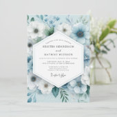 Slate Blue Serene Anemone Wedding Einladung (Stehend Vorderseite)