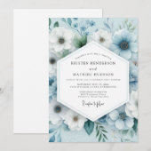 Slate Blue Serene Anemone Wedding Einladung (Vorne/Hinten)