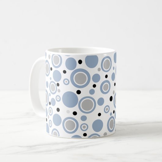 Slate Blue Silver Black Geometric CIrcles Kaffeetasse (Vorderseite Links)