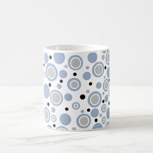 Slate Blue Silver Black Geometric CIrcles Kaffeetasse (Mittel)