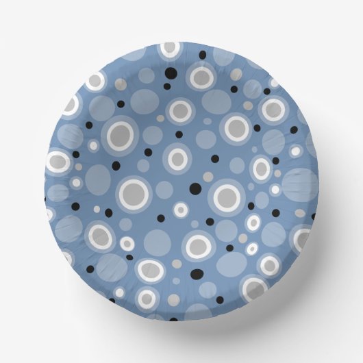 Slate Blue Silver Black Geometric Circles Pappteller (Vorderseite)