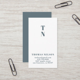 Slate Blue Simple Minimalistisch Monogram Visitenkarte