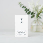 Slate Blue Simple Minimalistisch Monogram Visitenkarte (Stehend Vorderseite)