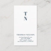 Slate Blue Simple Minimalistisch Monogram Visitenkarte (Vorderseite)