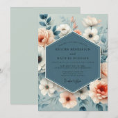 Slate Blue Soft Bloom Wedding Einladung (Vorne/Hinten)