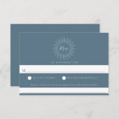 Slate Blue Sunburst Wedding Food Allergie UAWG RSVP Karte (Vorne/Hinten)