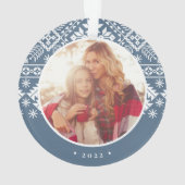 Slate Blue Sweater Pattern | FOTO Ornament (Rückseite)