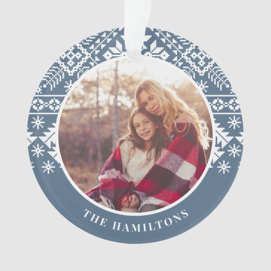 Slate Blue Sweater Pattern | FOTO Ornament (Vorderseite)