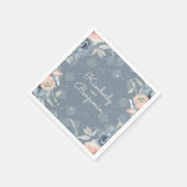 Slate Blue und Dusty Rose Floral Botanisch Serviette (Ecke)