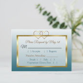 Slate Blue und Gold Gradient Wedding RSVP Karte (Stehend Vorderseite)