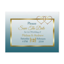 Slate Blue und Gold Save the Date Postkarten