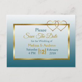 Slate Blue und Gold Save the Date Postkarten