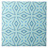 Slate Blue und Icy Aqua Geometric Cross Muster Fliese (Vorderseite)