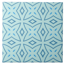 Slate Blue und Icy Aqua Geometric Cross Muster Fliese