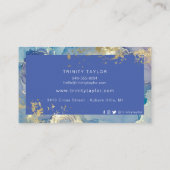 Slate Blue Watercolor Marmormor Tinte & Goldfolie Visitenkarte (Rückseite)
