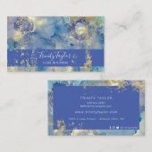 Slate Blue Watercolor Marmormor Tinte & Goldfolie Visitenkarte (Vorne/Hinten)