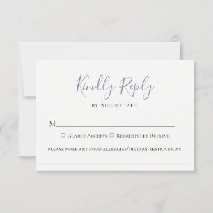 Slate Blue Wedding Food Allergy RSVP Card Karte