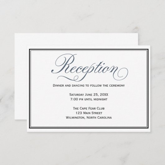 Slate Blue Wedding Reception Enclosure Card Einladung (Vorne/Hinten)