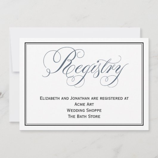 Slate Blue Wedding Registrierungskarte Einladung (Vorderseite)