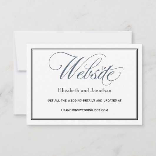 Slate Blue Wedding Website Umschließungskarte Einladung (Vorderseite)
