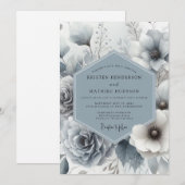Slate Blue Whisper Bloom Wedding Einladung (Vorne/Hinten)