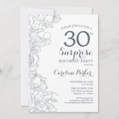 Slate Blue White Überraschung 30. Geburtstag Party Einladung (Vorderseite)