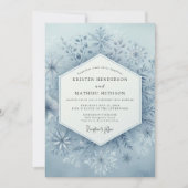 Slate Blue Winter Bloom Wedding Einladung (Vorderseite)