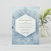 Slate Blue Winter Bloom Wedding Einladung (Stehend Vorderseite)