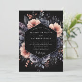 Slate & Blush Shadowy Bloom Hochzeit Einladung (Stehend Vorderseite)