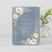 Slate-Blüten-Hochzeit Einladung (Stehend Vorderseite)
