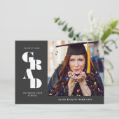 Slate Bold Serif Single Photo Graduation Ankündigung (Stehend Vorderseite)