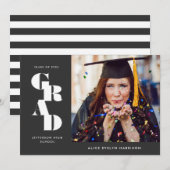 Slate Bold Serif Single Photo Graduation Ankündigung (Vorne/Hinten)