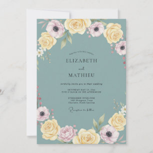 Slate-Butter-Pfingstrosen-Hochzeit Einladung