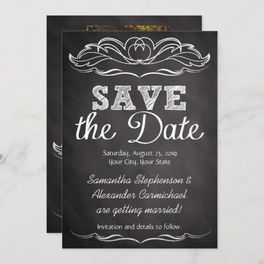 Slate Chalkboard Save the Date (Vorne/Hinten)