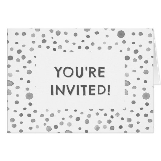 Slate Confetti Wasserfarbe Dots Geburtstag Einladu (Vorderseite (Horizontal))