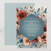 Slate Copper Autumnal Wedding Einladung (Vorne/Hinten)