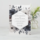 Slate Dusky Bloom Wedding Einladung (Stehend Vorderseite)