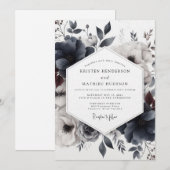 Slate Dusky Bloom Wedding Einladung (Vorne/Hinten)