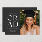 Slate Grad Block Moderner Foto Abschluss Einladung (Vorne/Hinten)