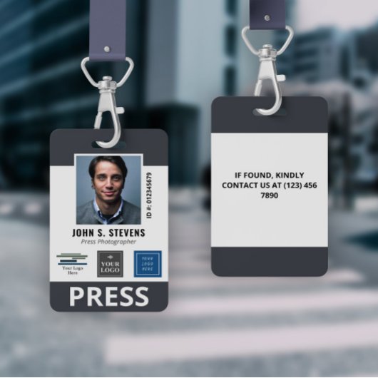 Slate Gray 3 Logos Press ID Abzeichen Ausweis