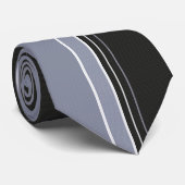 Slate Gray & Black Pinstriped Krawatte (Gerollt)