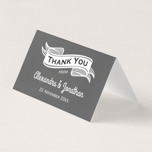 Slate Gray Chalk Style Wedding Vielen Dank (Vorderseite)