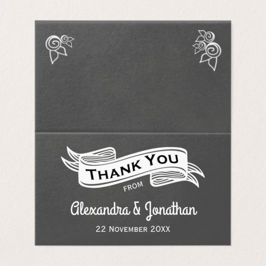 Slate Gray Chalk Style Wedding Vielen Dank (Außenseite Aufgefaltet)