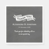 Slate Gray Chalk Style Wedding Vielen Dank Serviette (Vorderseite)